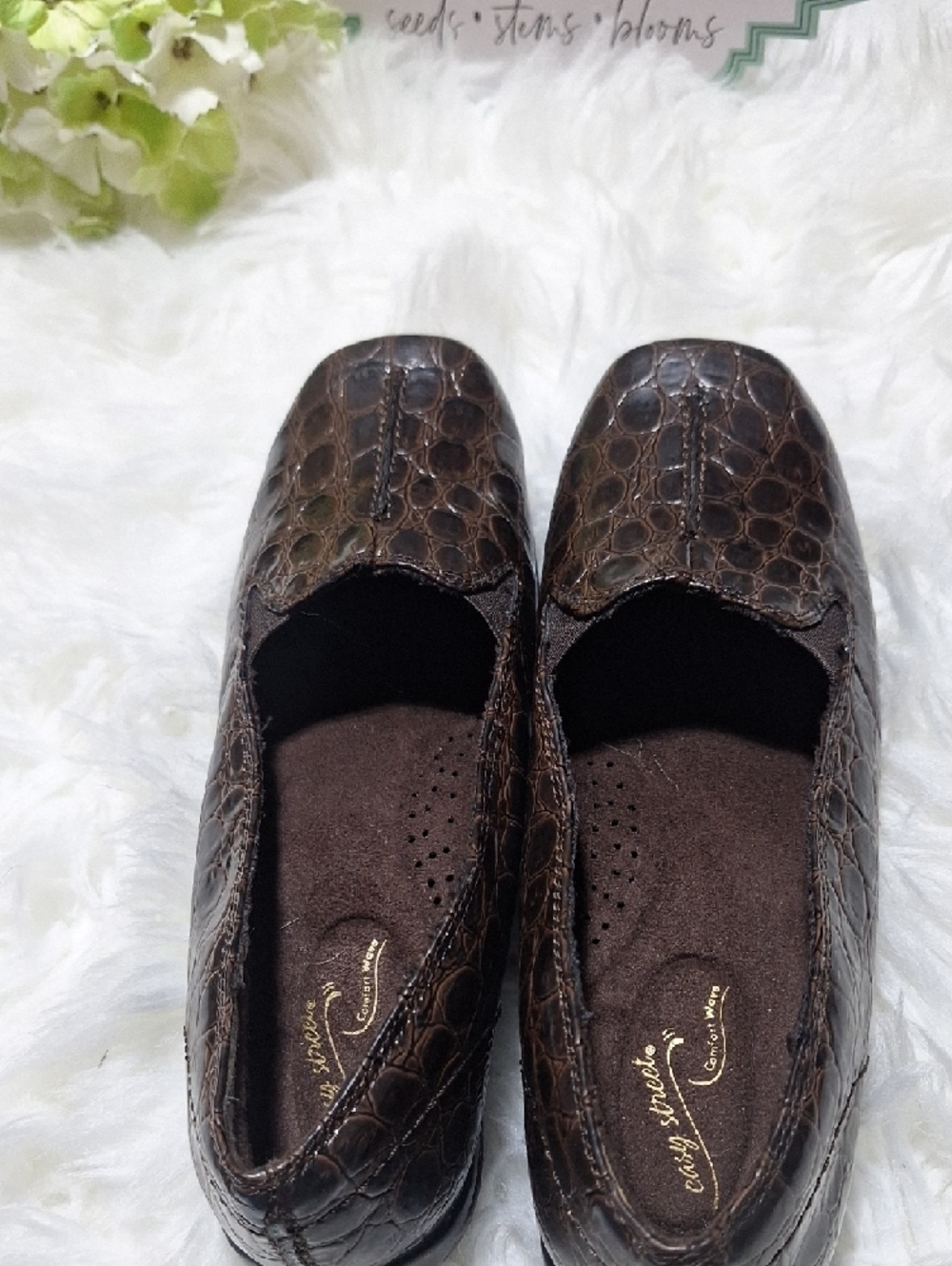 easy street Brown Croc-Embossed Slip-On Flats - Picture 8 of 9